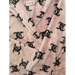 Juicy Couture Sleepwear Pink Plush Bath Robe SZ L/XL *see Description For Flaws*
